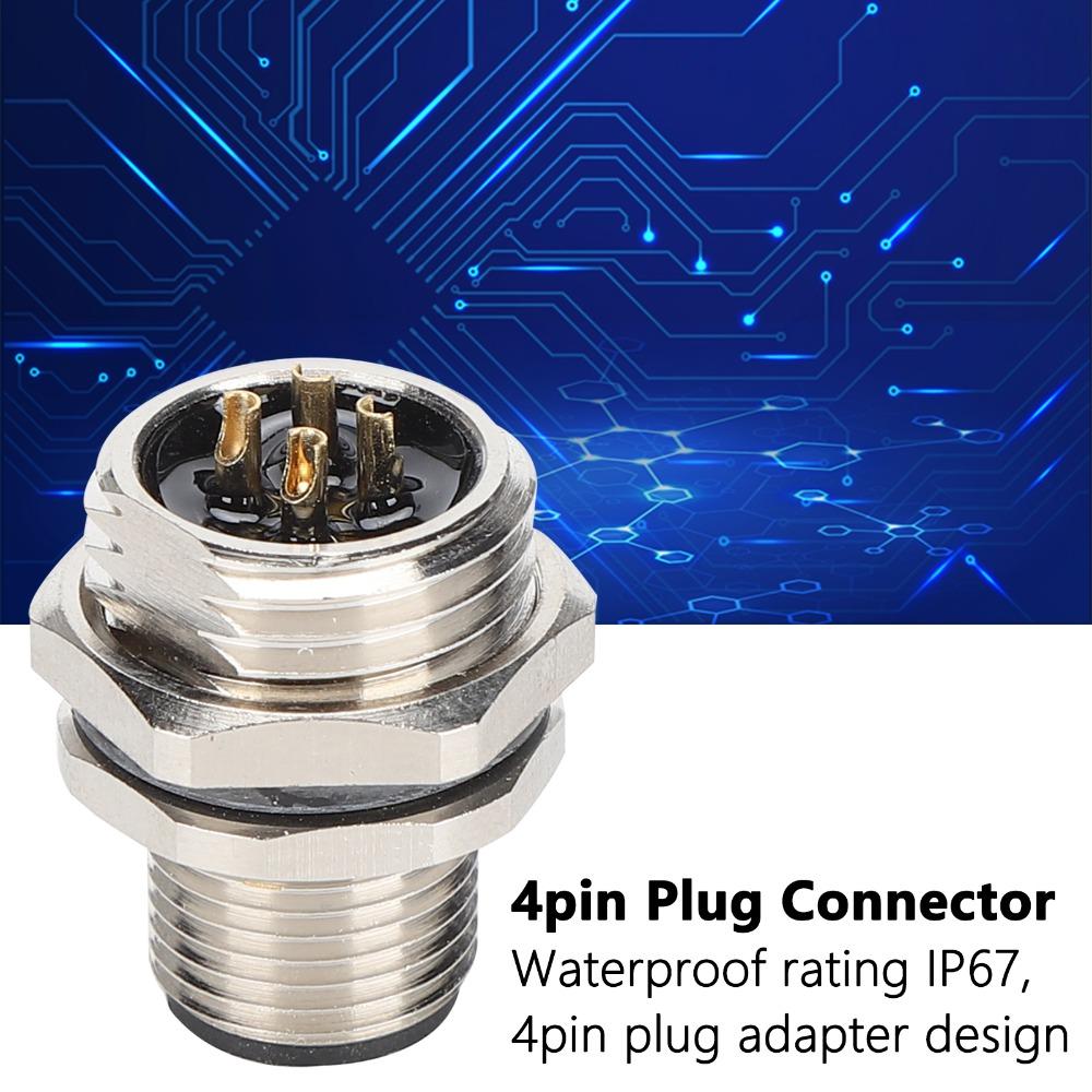 Automation 4 Pin M12BP4 Connector M16 Thread Waterproof Panel Mounted Front Mount 4A 250V Connector Adapter Control System