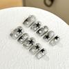 Women Short‑Style Press‑On Nails Simple Silver‑Star Tiny‑Rhinestone Phototherapy Removable False Nail Patches