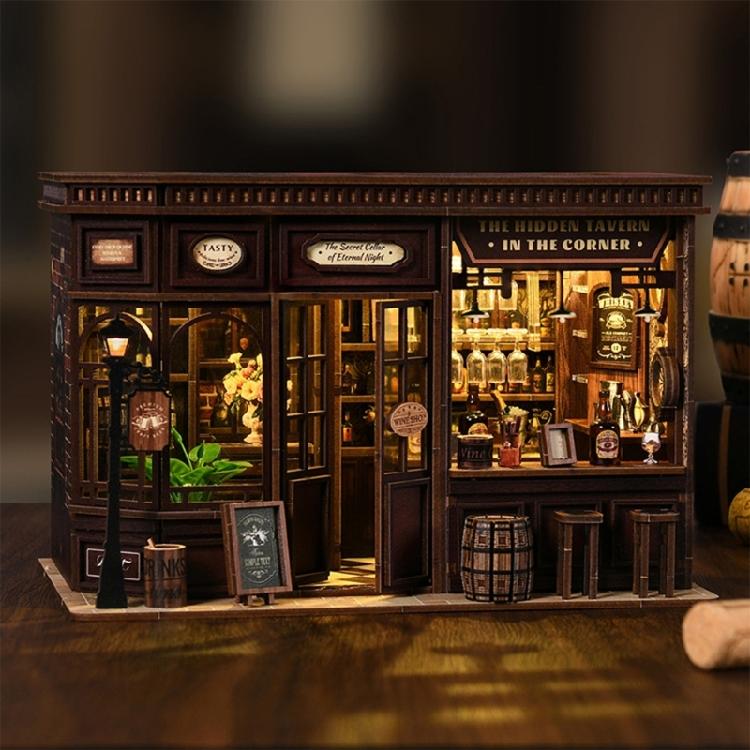 Wooden Miniature House Craft Book Nooks Kits Antique Bistro Doll House Assembly Set Toy For Crafts Lover And Collector