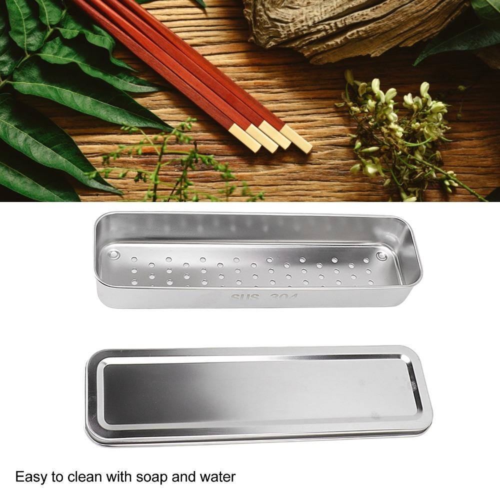 Rustless Steel Chopstick Storage Box Travel  Storage Container  Office Portable