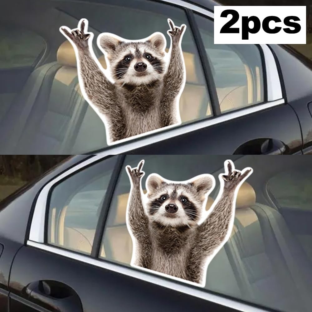 Raccoon Pattern Car Side Window Decal Vinyl Stickers Perforated Funny Car Window Decal Left and Right Side Window Cling, 11.61'' x 10.24''