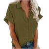 Women's Point Collar Short Sleeve Button Down Shirt Straight Fit Casual Summer Blouse