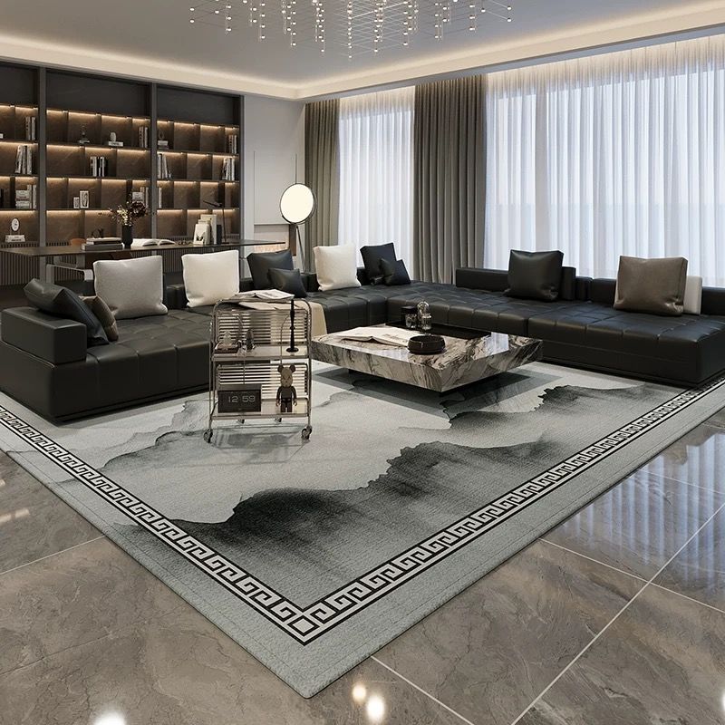 Nordischer Leichter Luxusteppich für Wohnzimmerdekor Weiche Leicht zu Reinigende Teppiche für Schlafzimmer Große Fläche Abstrakt Dunkelgraue Fußmatte