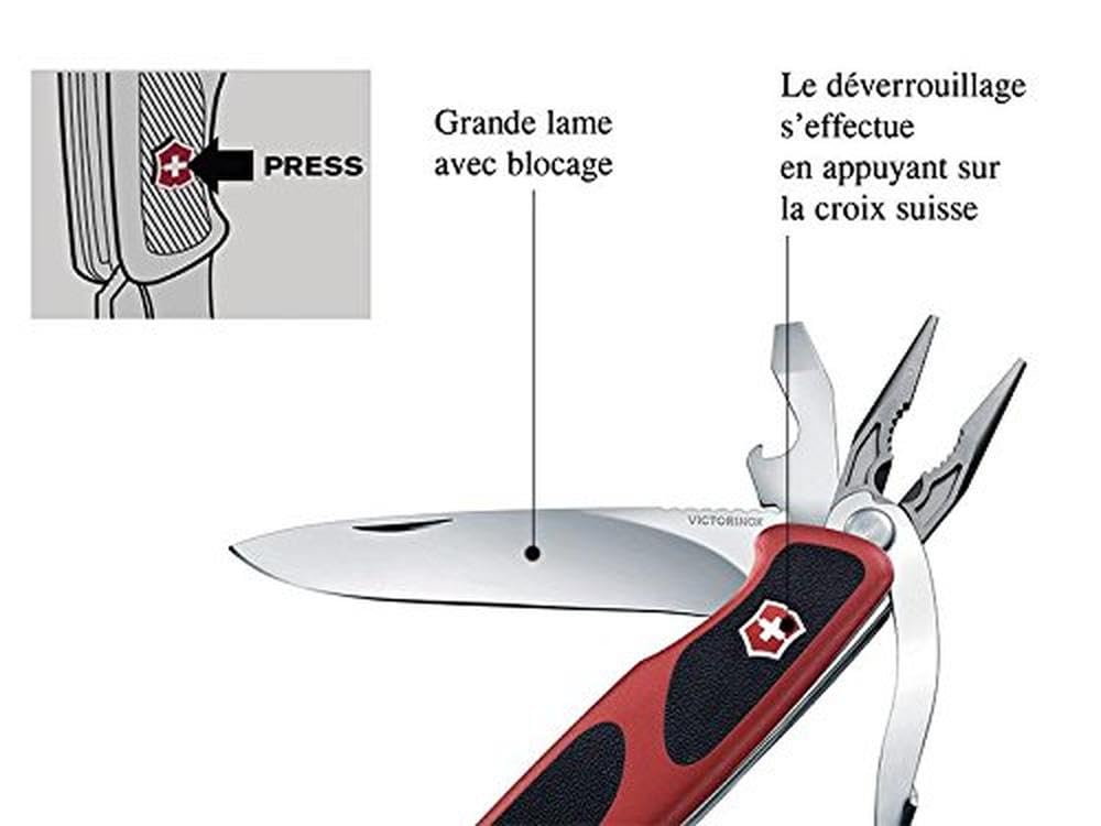 VICTORINOX Multifunktions-Outdoorzange mit großer Klinge, mit Katastrophenschutz, Jutoku Ranger Grip 74, Swiss Made, mit 14, einfach zu Messern, Heimwerkern,