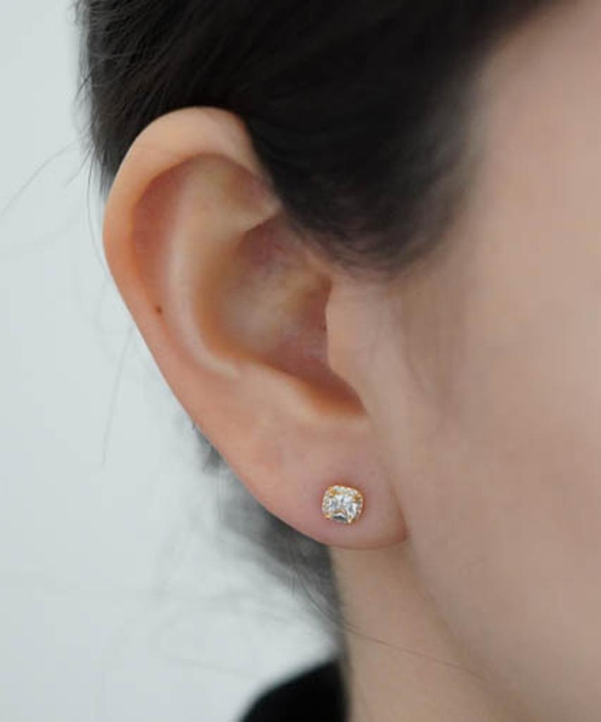 Alleun Silver 925 Square Cubic Point Silver Earrings Bold