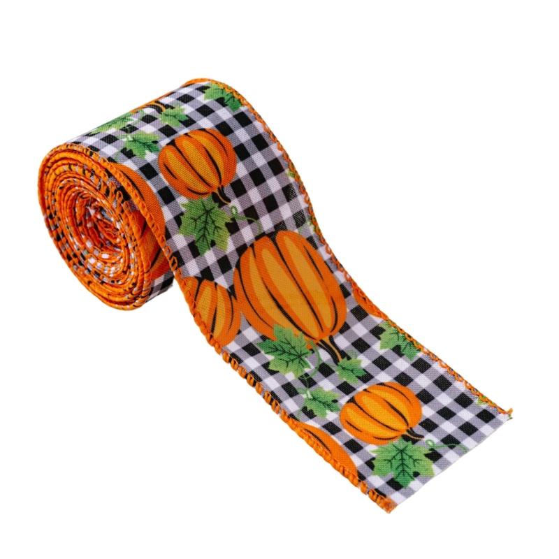 Thanksgiving 5 Yards Pumpkin Orange Ribbon for Crafting and Gift Wrapping Fall Harvest Polyester Ribbons