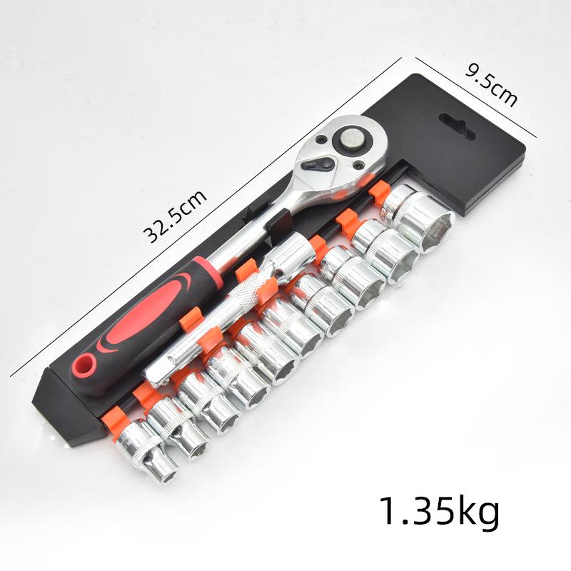 12-Piece Multifunctional Auto Repair Tool Set: Ratchet Quick Socket Wrench for Car Onboard Use