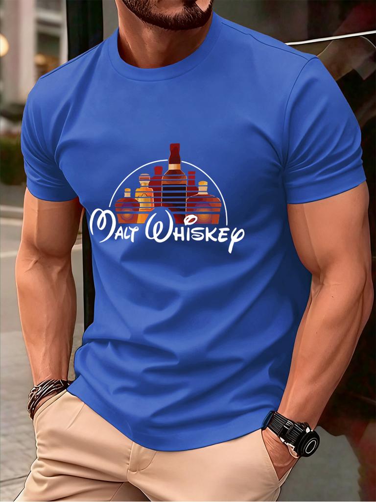 Malt Wiskey Funny Alcool Drunk Prints Men TShirt Cotton Summer Soft Short Sleeve Tops Oversized ONeck T Shirt Casual Clothes