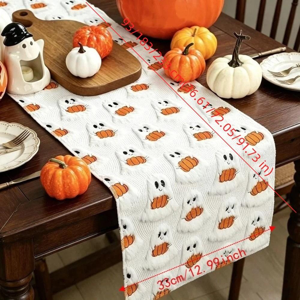 Rectangular Halloween Pumpkin Ghost Table Runner Soft Texture Dining Table Cloth Party Decoration