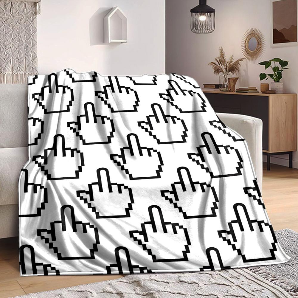 

1pc Middle Finger, Pixel Art Blanket Warm, Cozy, And Soft, Suitable for Sofas, Beds, Cars, And Office Use.Perfect for Camping And Travel, Making It a 100x150cm