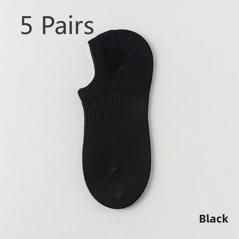 5 Pairs of Women's Summer Thin Mesh Breathable Pure Cotton Boneless Heel Shallow Mouth Invisible Socks