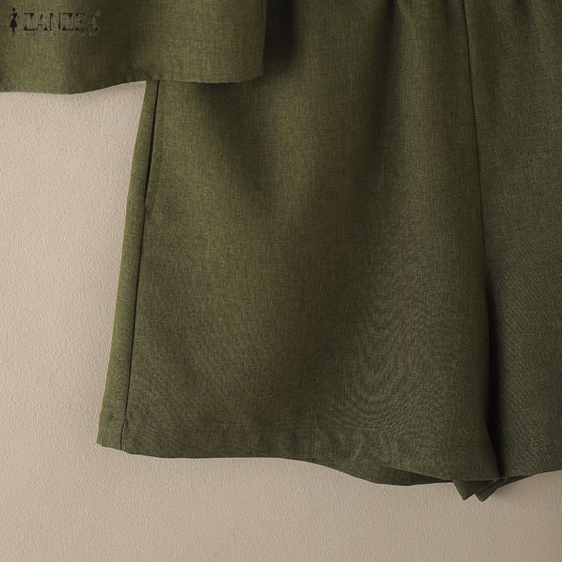 ZANZEA Women Sleeveless Tank Tops and Shorts Summer Two Piece Suit Sets