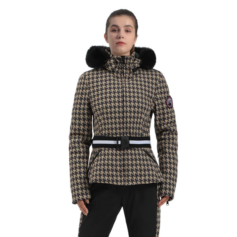 Slim Fit Ski Jacket for Women Outdoor Winter Warm Snow Coat with Fur Hood Women's Waterproof Breathable Insulated Windproof Skiing Snowboard Jackets