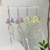 Transparent Iron Jellyfish Earrings Natural Stone Trendy S-Shaped Chain Tassel Hand-Crafted Beaded Design Cross-Border