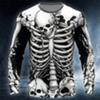 Creative Design 3D Skull Print Men's T-Shirt Autumn Daily Casual Long Sleeve Crew Neck Pullover Tees Oversize Breathable Clothes