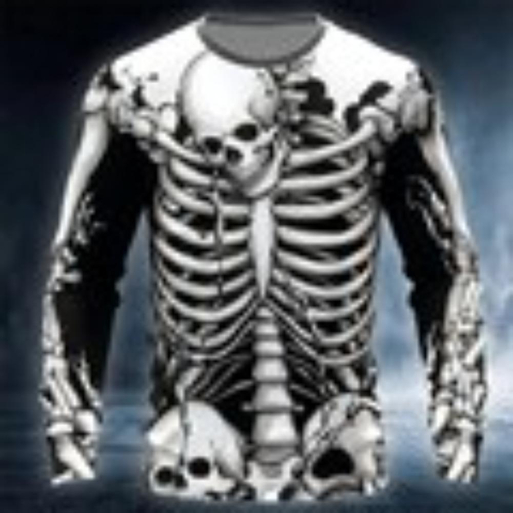 Kreativní design 3D potisk lebky Pánské tričko Podzimní denní ležérní Dlouhý rukáv Kulatý výstřih Pulovr Trička Nadměrné Prodyšné oblečení