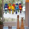 Vintage Mosaic Painted Woodpecker Window Stickers, Self-Adhesive Decals for Storefront Home Glass Decoration