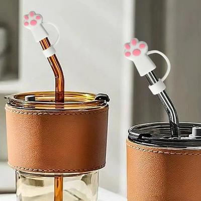Dust-Proof Cat Paw Straw Cover 10mm Straw Tip Cup Accessories Straw Stopper  Party
