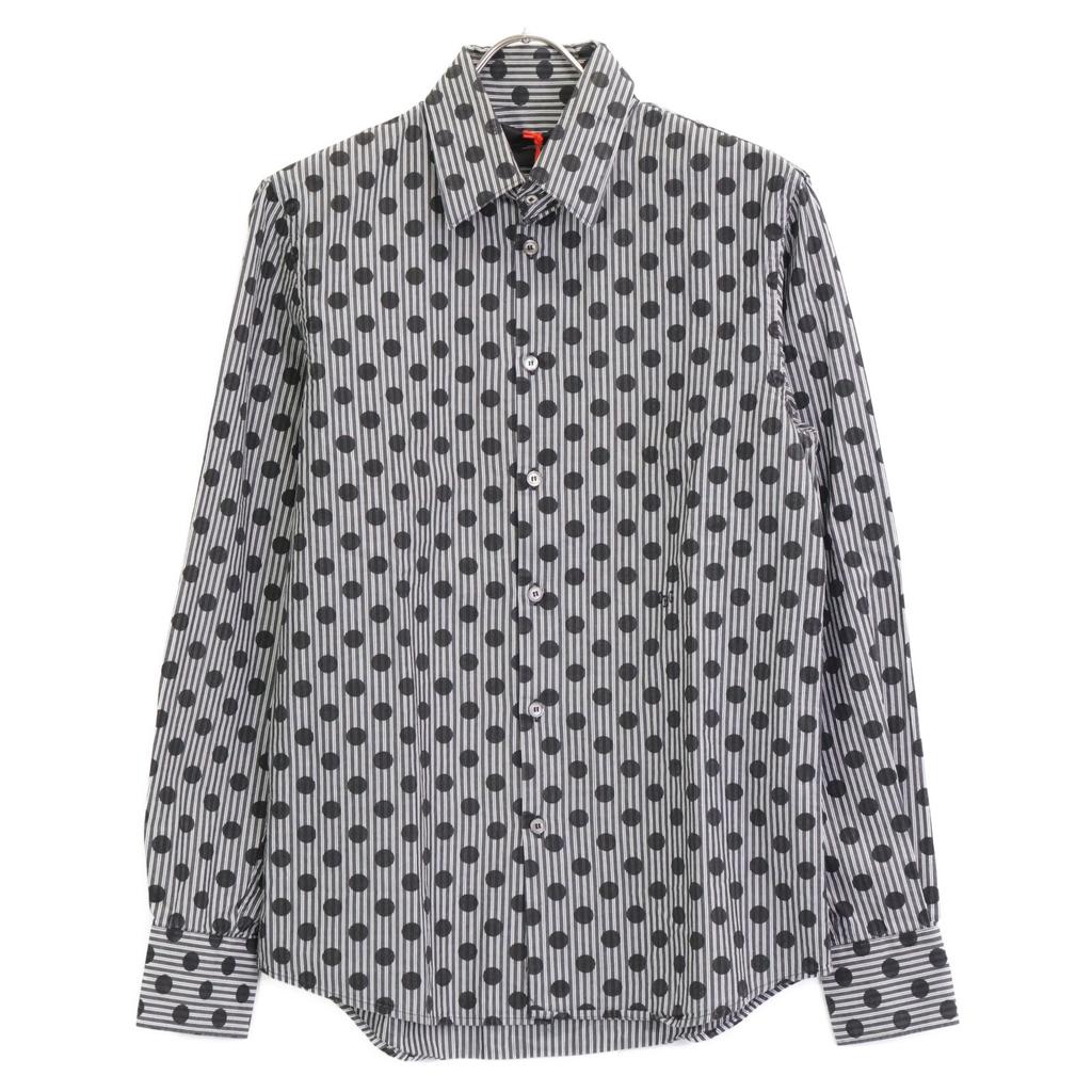 DIESEL BlackGold Black Dot X Stripe Long Sleeve Shirt Tops 44 blackUsed