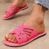 Fashion Plus Size 36-43 Solid Color 2025 New Flat Slippers Rhinestone Butterfly Hollow Fashion Ladies Slides Casual Beach Rome Shoes