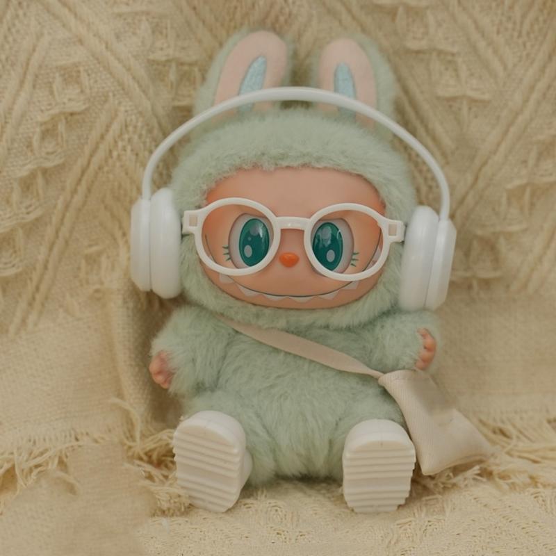 DIY doplňky pro boty labubu V1 V2 bez čoček brýle stylová plastová sluchátka plyšová dekorace panenky dárek k narozeninám