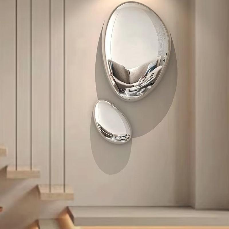 Modern Hotel Light Luxury Pendant Imitation Stainless Steel Goose Egg Stone Wall Decor Creative Water Drop Wall Decor Pendant