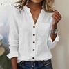 JPNTKY Women's Fashion Casual Solid Color Print Long Sleeve V Neck Blouses & Shirts Unique Design