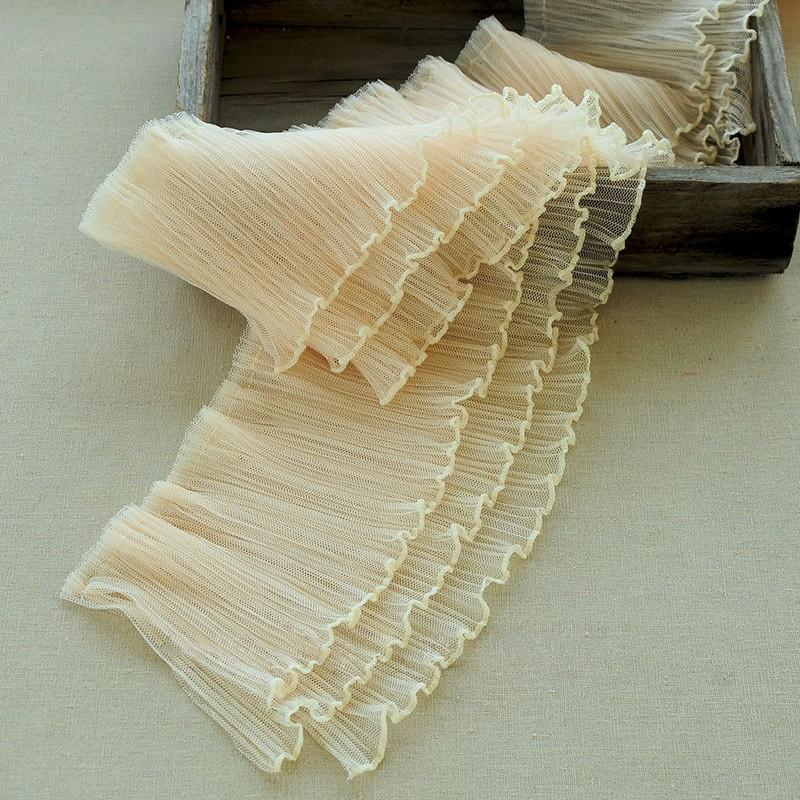 

1/2/5 м 3-слойная плиссированная кружевная ткань с оборками, сделай сам, платье для девочки, пышная юбка-торт в стиле Лолита, швейные аксессуары, модная кружевная отделка с оборками 1m