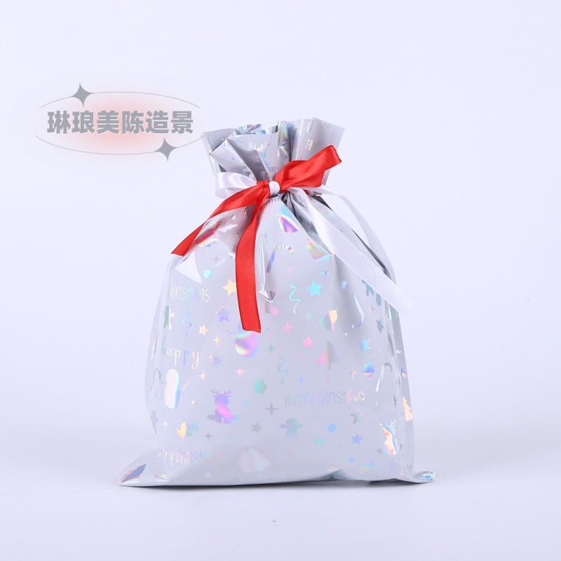 50pcs Christmas Creative Gift Bags Kindergarten Children's Drawstring Aluminum Foil Packaging Bag Gift Candy Storage Bags
