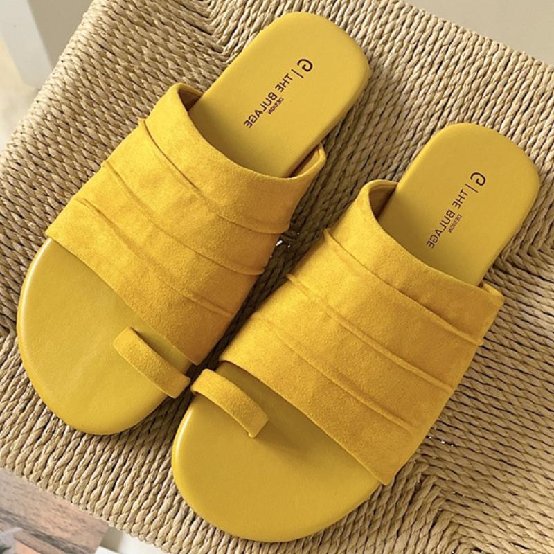 

Fashion High Quality Satin Flat Sandals Round Head Soft Bottom Women Sandals Summer Fashion Comfortable Non-slip Vacation Beach Shoes 39 жёлтый