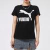 Puma Logo Print Sports Training Crew Neck T-Shirt Women Tops Black 532281-01