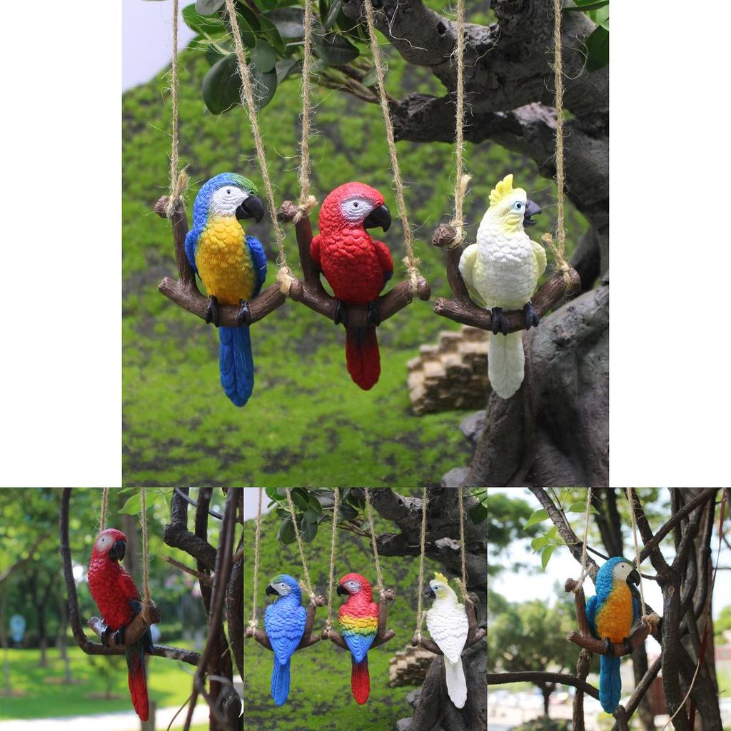 Parrot Hanging Ornament Garden Micro Landscape Resin Craft For Wedding And Party Decor