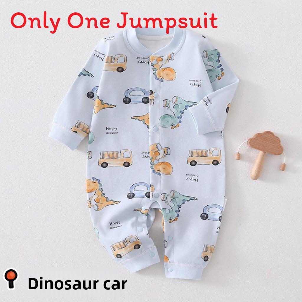 Baby Cotton Long Sleeve Romper With Snap Closure For Newborn Infants