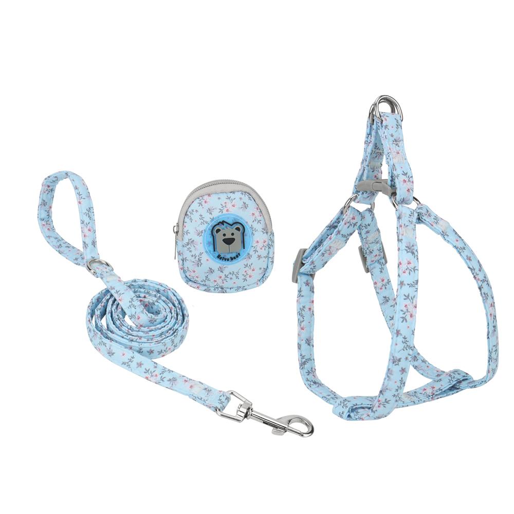 

Классический комплект шлейки и поводка для домашних животных, цветочный рюкзак для собак, нагрудная шлейка, регулируемый размер для маленьких и средних собак и кошек, аксессуары для щенков S chest 32-40cm