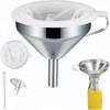 Stainless Steel Funnel Set with Handle Detachable Strainer and 200 Mesh Filter Kitchen Funnels Kit for Liquid Oils Powder Juice