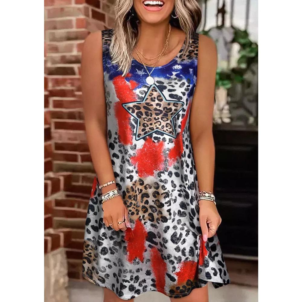 2026 summer new plus size women s leopard print sleeveless vest dress women S