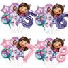 9 Stück Cartoon Gabby's Puppenhaus Folienballons 32 Zoll Rosa Lila 1-9 Zahlenballon für Kinder Mädchen Geburtstagsparty Dekoration Zubehör