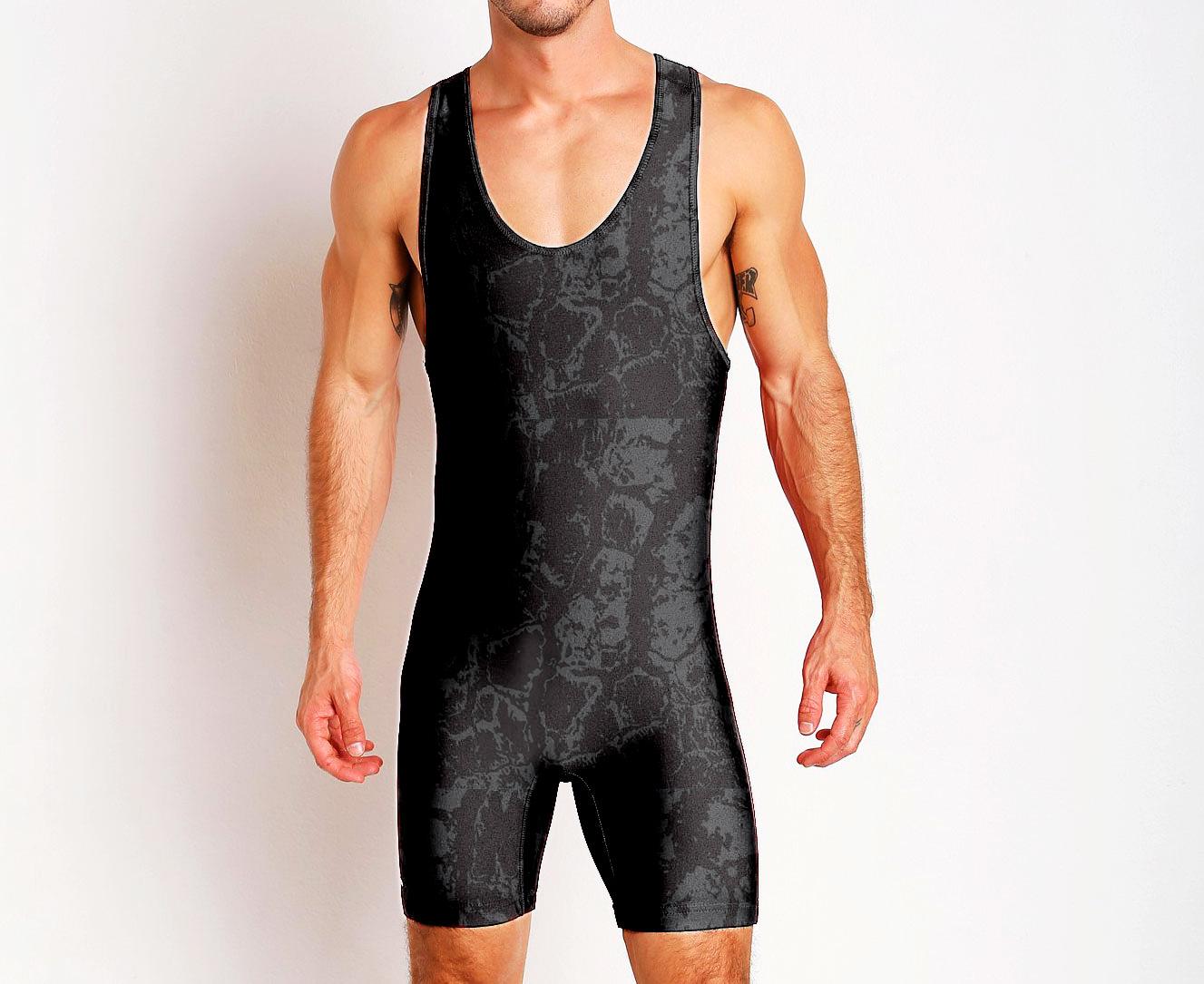 Wrestling suit: Wrestling suit, one-piece swimsuit, men s fitness suit, sweat-absorbent, lightweight weightlifting training wear S