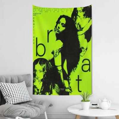 Brat Music Album CCharli Singer Xcx Tapestry Room Decor Wall Cloth Party Hanging Background Room Decor Baby Room