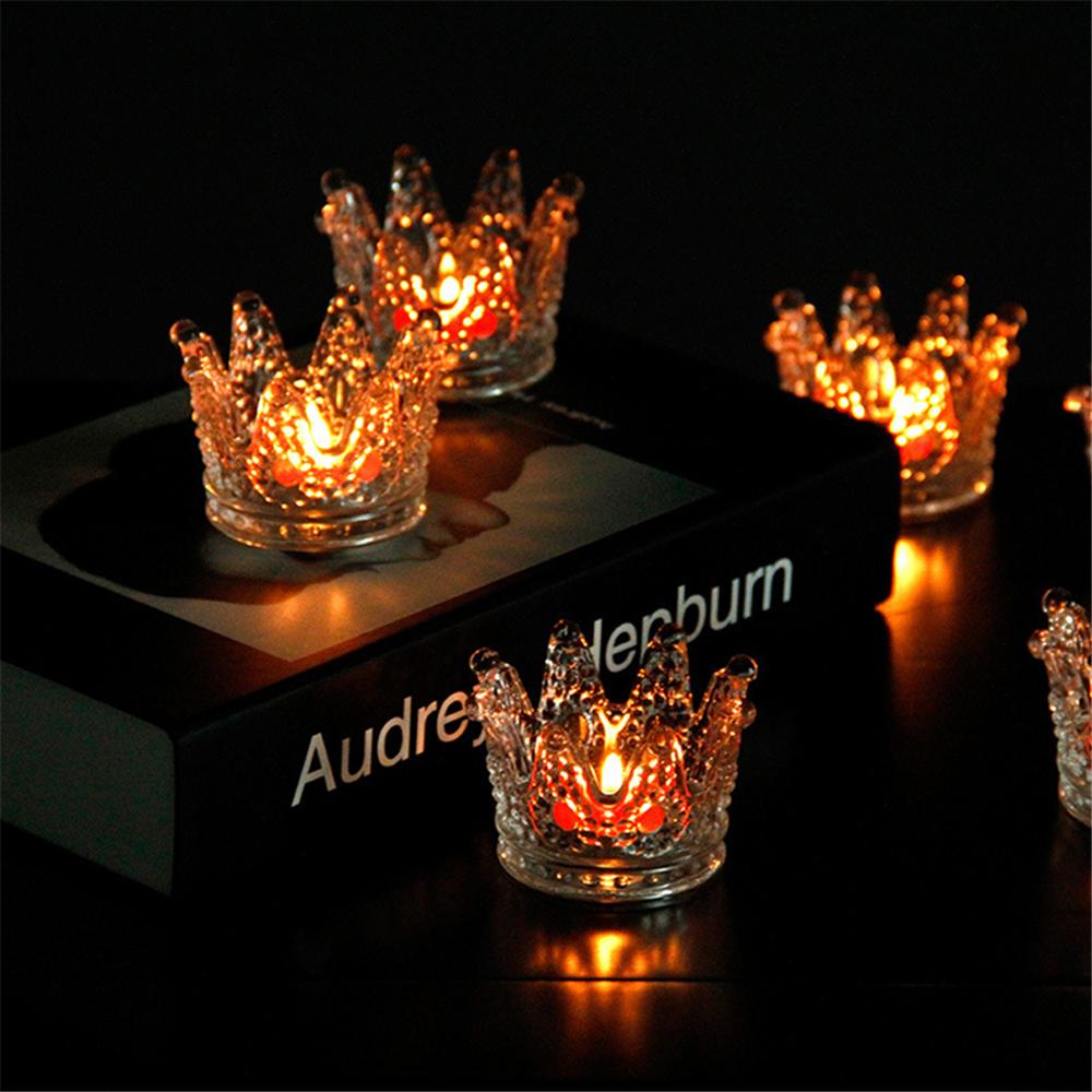 Glas Freizeit Kronenkerze Glas Kronenförmige Glas-Kerzenhalter für Heimdekoration