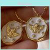 Vintage Copper Locking Necklace For Women With Geometric Pendant And Stones