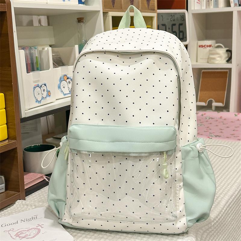 Contrast Dot Printed Student Schoolbag Large Capacity Backpack