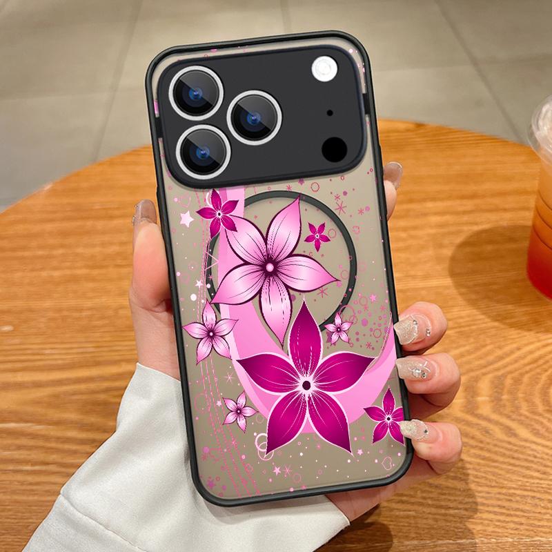 Translucent Matte Magnetic Phone Case For iPhone 17 16 15 Pro 14 13 Pro Max 16e 17e For Magsafe Little Floral Hard PC Back Cover
