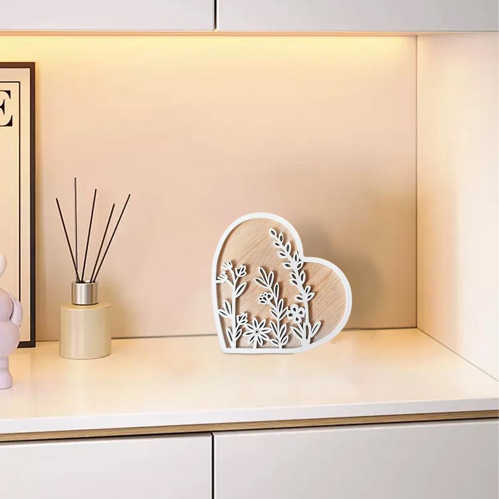 Ozdoby z rzeźbionego drewna w kształcie serca, Dekoracja domu Miłość Trójwymiarowy ażurowy wisiorek Dekoracja na biurko