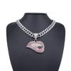 Colorful Diamond Biting Lips Pendant Necklace – Creative Hip Hop Cuban Chain