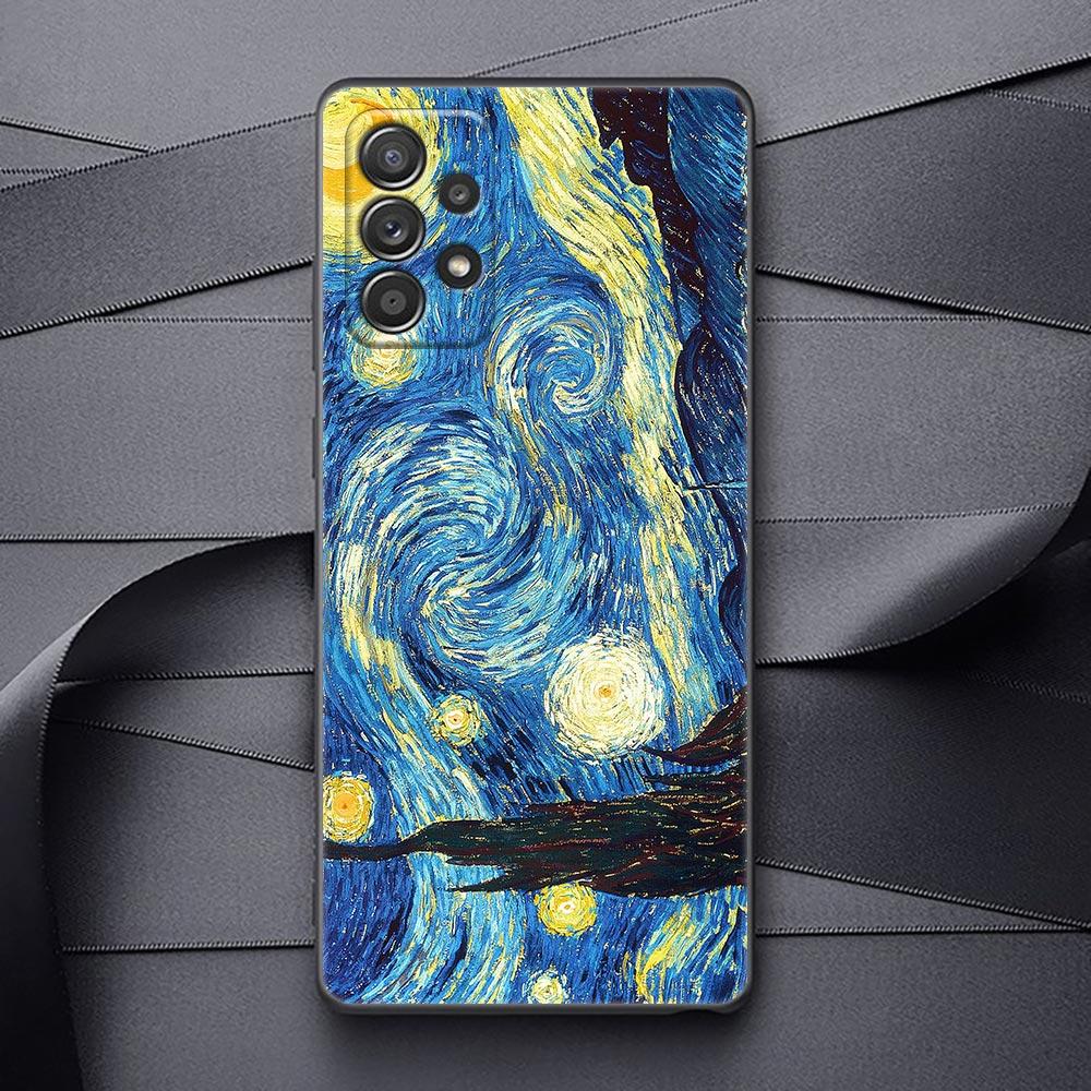 Oil Painting Phone Case For Samsung Galaxy A32 A33 A31 A23 A22 A21S A13 A12 A11 A03 A02 5G Cases Cover Cat Van Gogh Starry Night