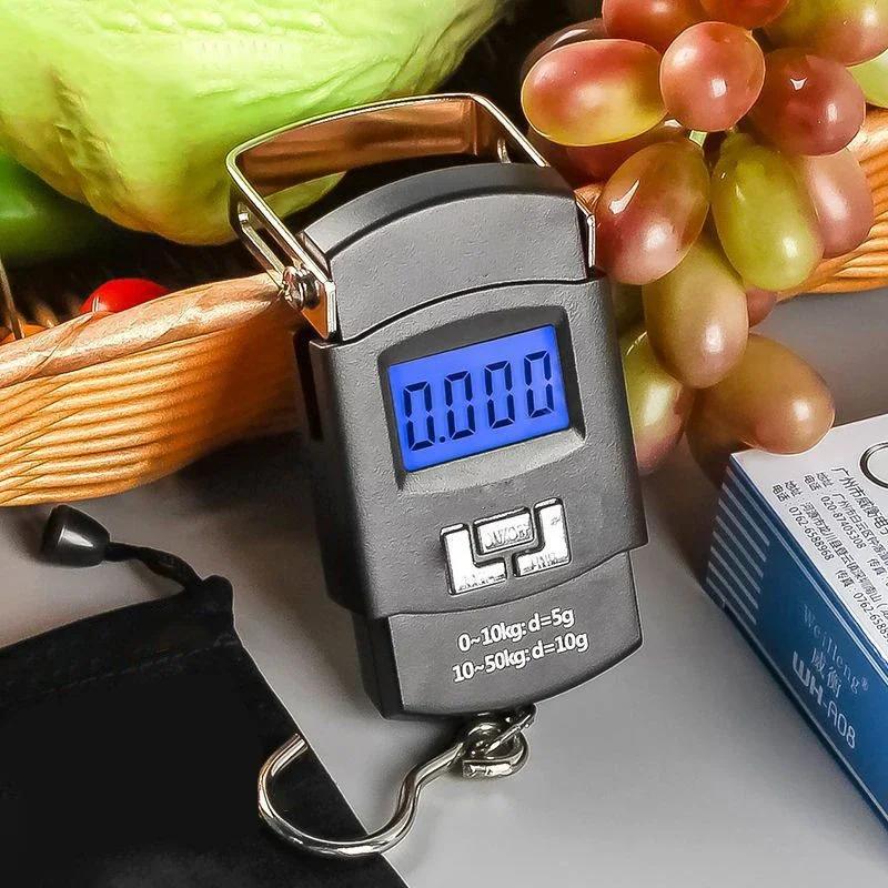 1pc Black 50kg Portable Electronic Portable Luggage Scale LCD Digital Display Screen Express Delivery Scale Hook Mini Scale