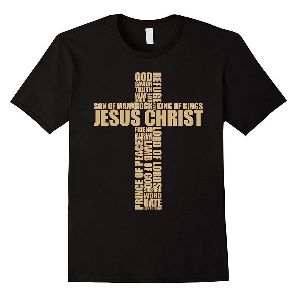 Names of Jesus Christ Cross Christian Religious T Shirt Short Sleeve 100 Cotton Casual Tshirts Loose Top Size S3XL