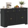Kitchen Buffet Storage Cabinet, 2 Drawers, 2 Cupboards, Adjustable Shelves, Black