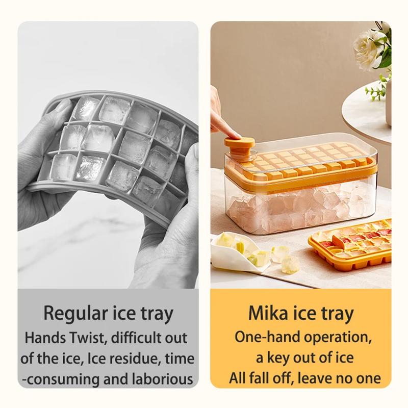 32 Grid Silicone Ice Cube Tray Mould With Lid Shovel Storage Box Remove With One Click Ice Maker DIY Whiskey Cocktail Tools